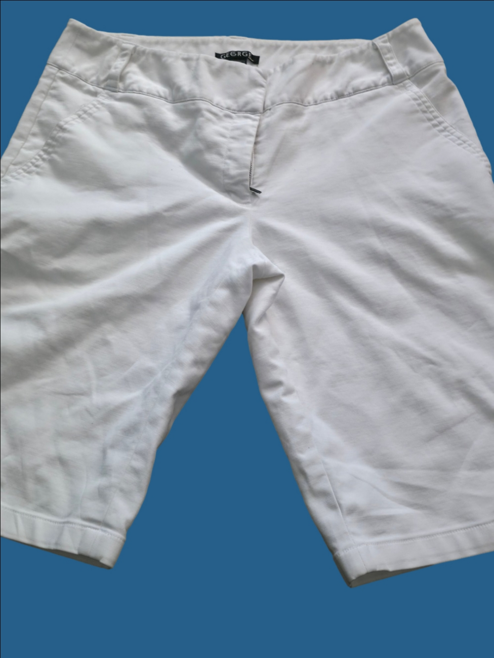 4/$25 Deal! White Bermuda Shorts with Front Pockets
